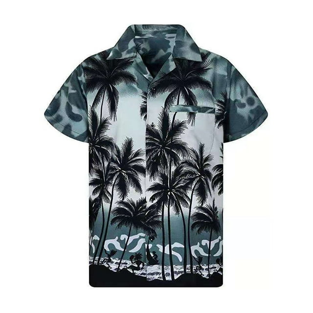 Qarigey Camisa de manga corta para hombre, a la moda, de secado rápido, con botones sueltos, ropa de playa individual, talla grande para Type2 NO2