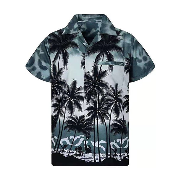 Qarigey Camisa de manga corta para hombre, a la moda, de secado rápido, con botones sueltos, ropa de playa individual, talla grande para Type2 NO2