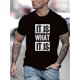 thumbnail image 1 of It Is What It Is Print Men's Crew Neck Short Sleeve T-shirt, Comfy Versatile Top, Leisurewear, 1 of 6