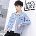 thumbnail image 4 of Abrigos de mezclilla para hombre con agujero Chaqueta vaquera para hombre Azul Otoño Rasgada de tela Corea Precio económico Elegante Joker Original en el precio más bajo, 4 of 4