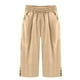 thumbnail image 3 of WILLBEST Pantalones Casuales de Lino Ligeros Para Mujer, Capri de Verano Para Mujer, Pantalones Cortos de Playa de Pierna Recta Con Bolsillos, Hasta La Rodilla, Estilo Exterior, Cómodos y Elegantes., 3 of 3