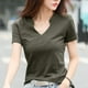thumbnail image 3 of Gibobby Camisas mexicanas con cuello en V para mujer Botón de las mujeres Camisas diarias casuales Cuello en V Camiseta de manga corta Camiseta Tops Túnica Blusa delgad(Verdemilitary,CH), 3 of 5