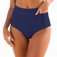thumbnail image 2 of Kpoplk Women's High Waisted Bikini Bottom Full Coverage Bathing Suit Swim Bottoms Tummy Control Swimsuit Shorts Size M,Blue, 2 of 8