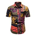 thumbnail image 1 of Camisas Negras Para Hombre Camisa de manga corta con solapa y hebilla de bolsillo con impresión digital 3D para hombre (Brown, L), 1 of 7