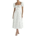 thumbnail image 2 of Robes Maxi pour Femmes 2023 Mode Aguichant Coupe Ajustée Imprimé Femmes Décontracté Manches Courtes Col Carré Robe Cheville Robe Manches Courtes en Liquidation, 2 of 7