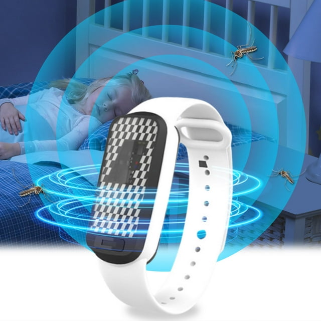 Pulsera repelente de mosquitos con batería de 7 días de duración y carga USB. Estilo reloj electrónico. Protección de 360 grados. Ideal para interiores y exteriores. Ideal para niños y adultos.