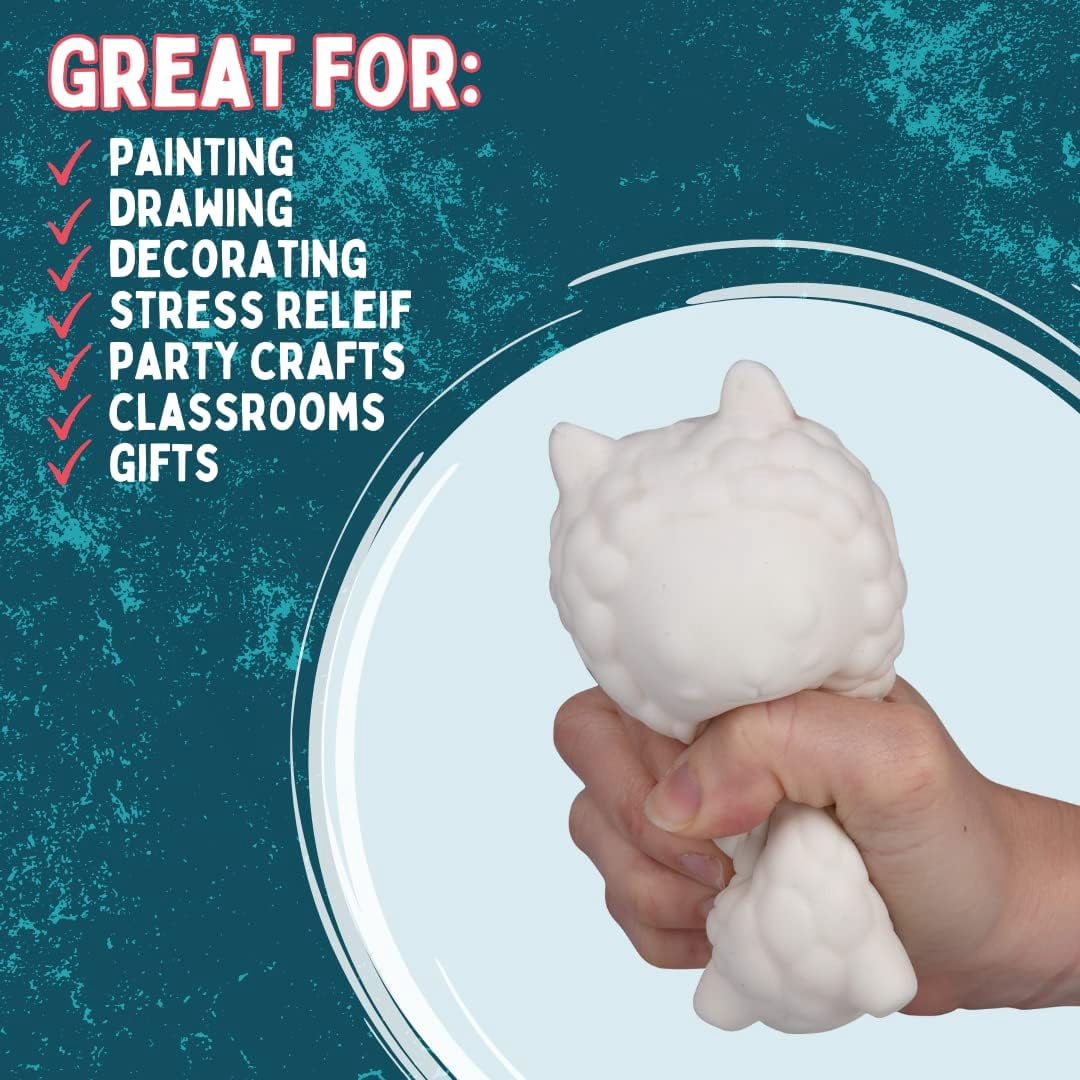 DIY Party Craft Jumbo Squishies - 8 Unique Holiday Designs w 12 Fabric Paints Feat a Reindeer, Pine Tree, Snowman- White Kawaii Scented Slow Rise Squishy Toys, Kids Activity Gift (4"-6")