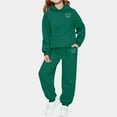 thumbnail image 3 of SGFCWSX Girls Heart Print 2 Piece Outfit Hoodie and Sweatpants Set for Kids Warm Fleece Casual Tracksuit Green Size 5-6 Years, 3 of 5