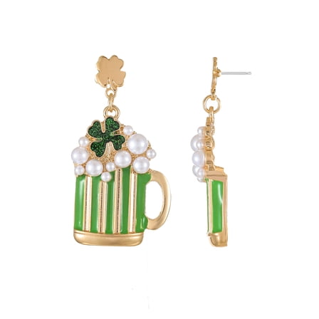 Way to Celebrate St. Patrick's Day Mug Earrings, 1 Pair