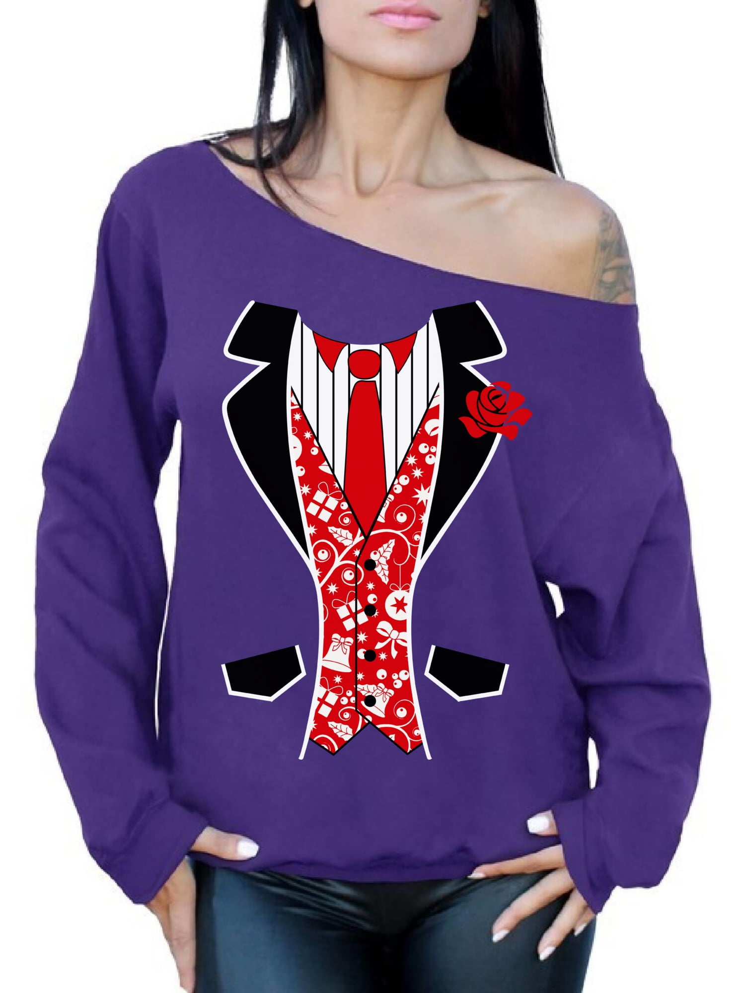off the shoulder christmas sweatshirt