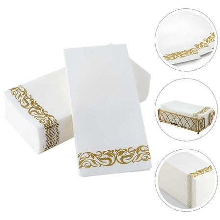 WHAMVOX  25 Pcs Weddings Kids Party Use Napkins Paper Towels Bride Dinner Golden
