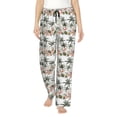 thumbnail image 2 of Goofa Flamingo Palm Trees Printed Soft Pajama Pants for Women, Wide Leg Comfy Casual Lounge Yoga Pants-Large, 2 of 9