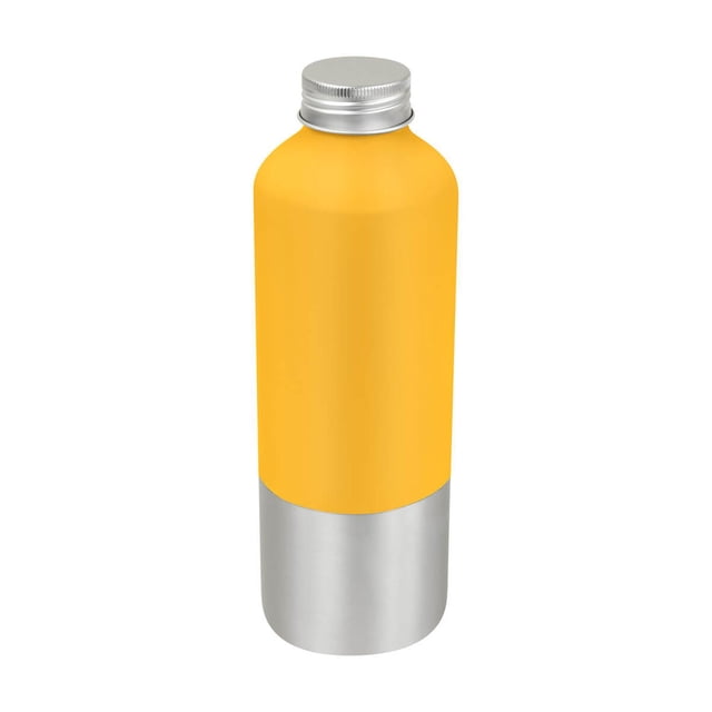 Cilindro corporativo de aluminio reciclado con tapa metálica antiderrames amarillo 7.4 x 21.6