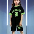 thumbnail image 2 of Girls Suit Printed Short Sleeve Casual Quality Outdoor Cozy Summer for Girls Active Shorts Set, 2 of 4