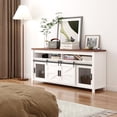 thumbnail image 7 of White TV Stand for 55/60Inch TV, Farmhouse and Industrial Entertainment Center with Sliding Barn Door,Wood Rustic TV Media Console Storage Cabinet for Living Room，Kitchen, Dining Room, 7 of 7