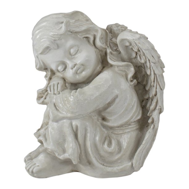 5.5' Ivory Resting Cherub Angel Outdoor Garden Statue