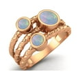 thumbnail image 2 of 5mm Round Opal Handmade Split Shank Band 925 Sterling Silver Rose Vermeil Trio Stone Women Mother's Day Gift Ring, 2 of 4