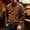 Brown, variant on Mens Workwear Jackets Long Sleeve Full Zipper Stand Up Collar Fashion Vintage Fall Jacket with Pockets Gray XXL