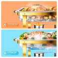 thumbnail image 3 of 2 Pack Chafing Dish Buffet Set, 9QT Rectangular Semi-Gold-Plated Stainless Steel Chafing Dish Set, Buffet Warmer for Hotel Catering, Parties, Weddings, Gold, 3 of 9