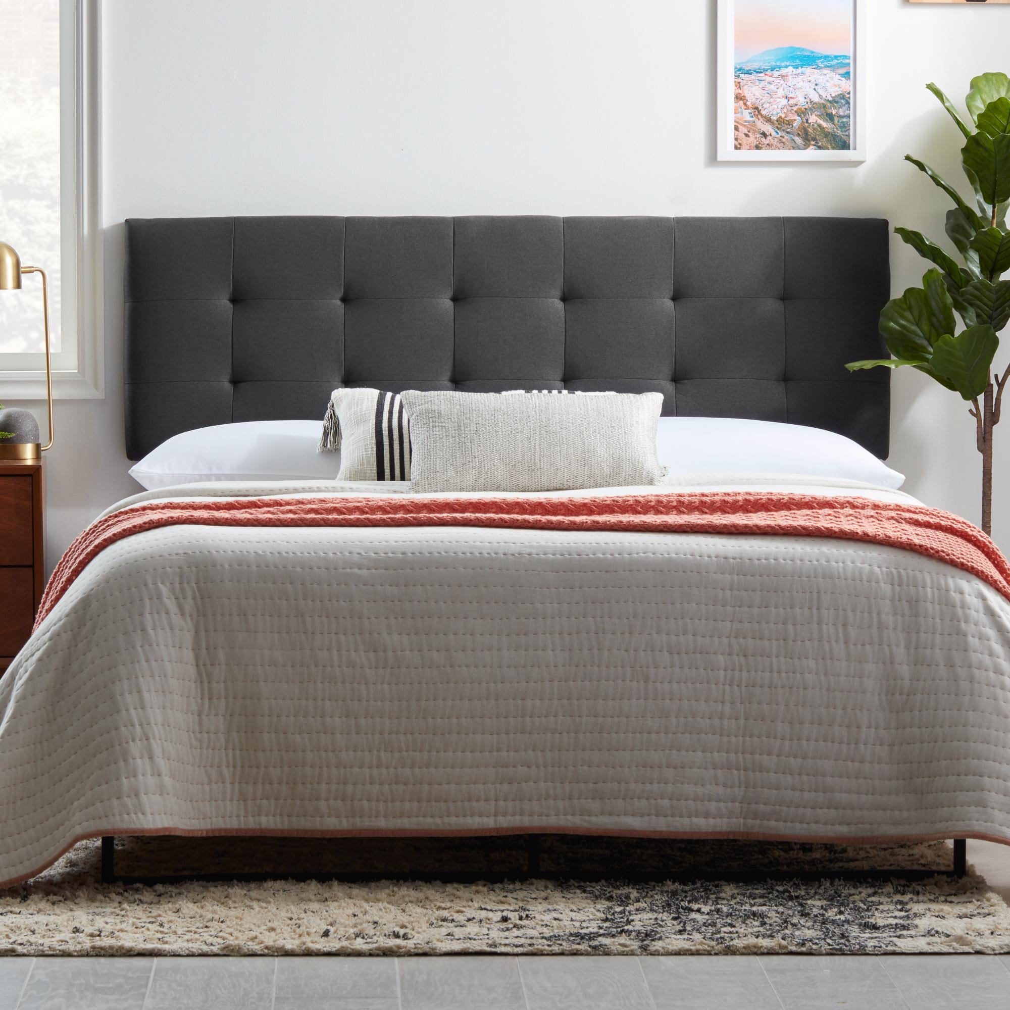 Rest Haven Charleston Upholstered Headboard with 4 USB Ports, Full, Charcoal