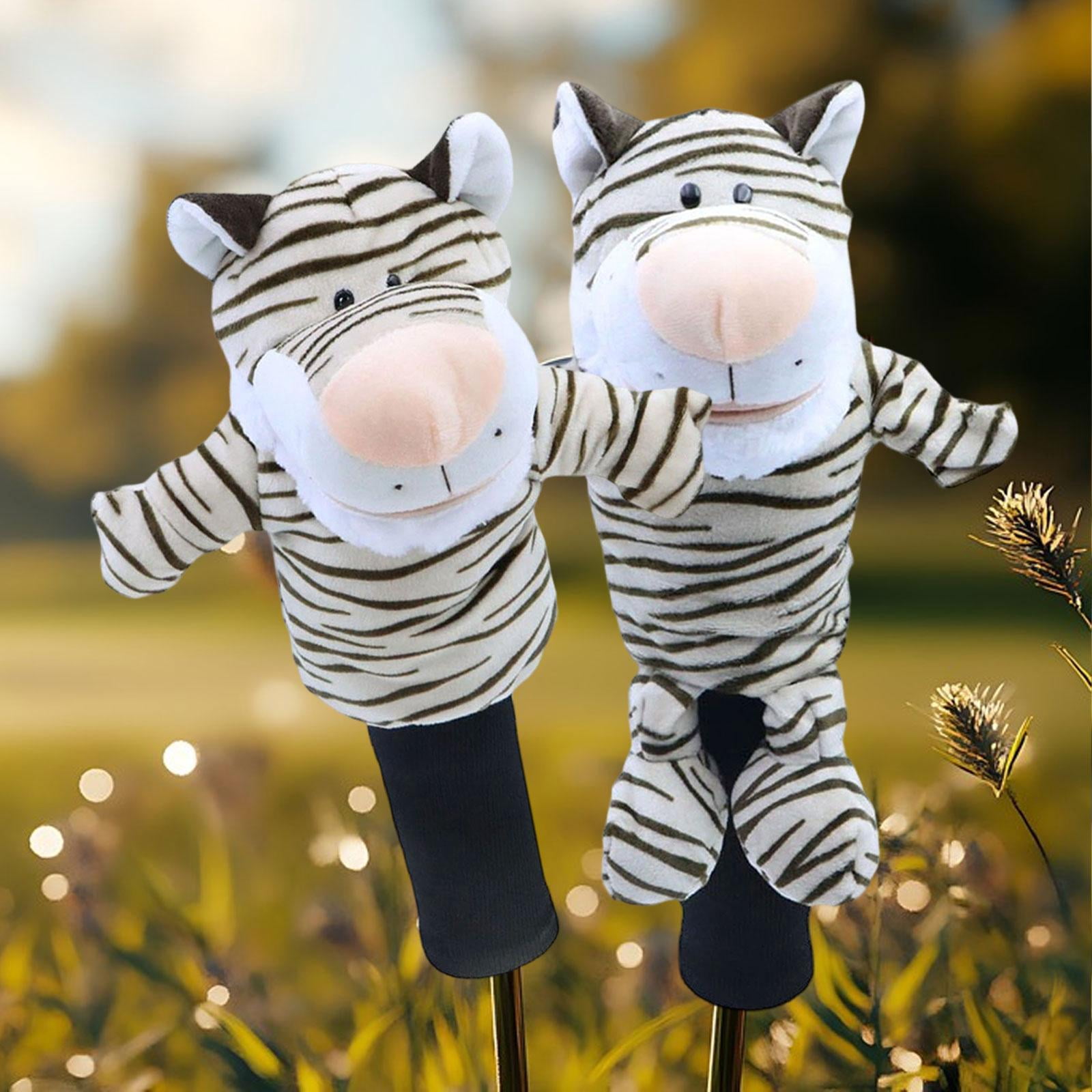funtasica 2 Pieces Tiger Plush Golf Club Head Covers Driver Fairway Wood Headcovers Golfer Gift Universal Soft Funny Protection Sleeves