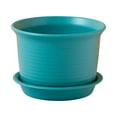 thumbnail image 2 of Travelwant 5.9” x 5.9” x 4.1” Ripple Pattern Green Plastic Plant Planter with Tray, 2 of 7