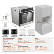 KFFKFF 24 Electric Built-in Wall Oven, 16 Cooking Modes, 2.68 Cu.Ft Capacity, 3150W Power, Includes Timer, Baking Rack, and Tray for Home Kitchens