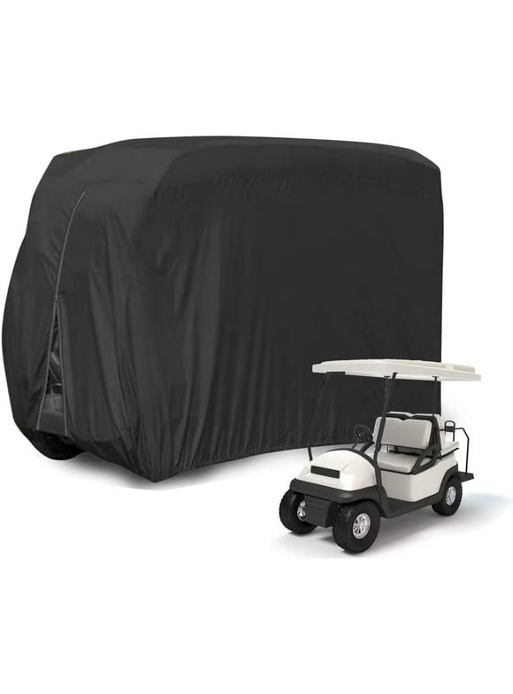 KOUKOU 4 Passenger Golf Cart Cover Waterproof Outdoor,Fit for Golf Cart up to 112 inch, Black