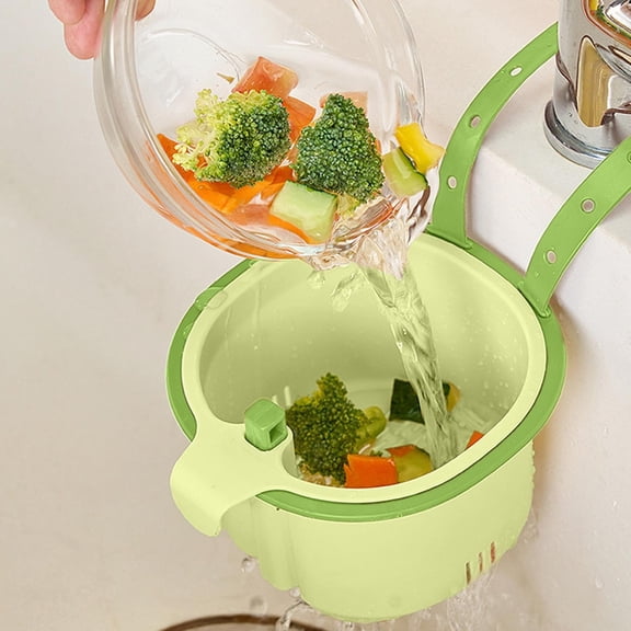 Sink Hanging Draining Basket, Kitchen Sink Strainer Colander with Hook, Vegetable Fruit Washing Drain Basket, Space Saving Sink Organizer for Kitchen Utensils and Food Prep