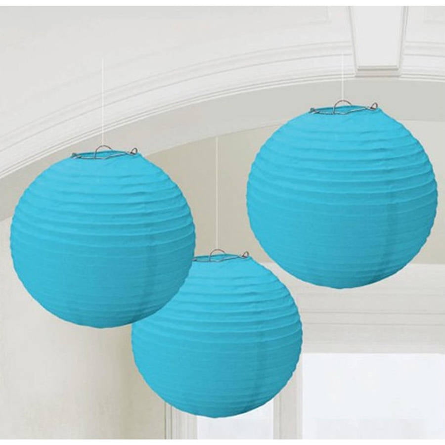 Ocean Blue Round Paper Lanterns, 3pk