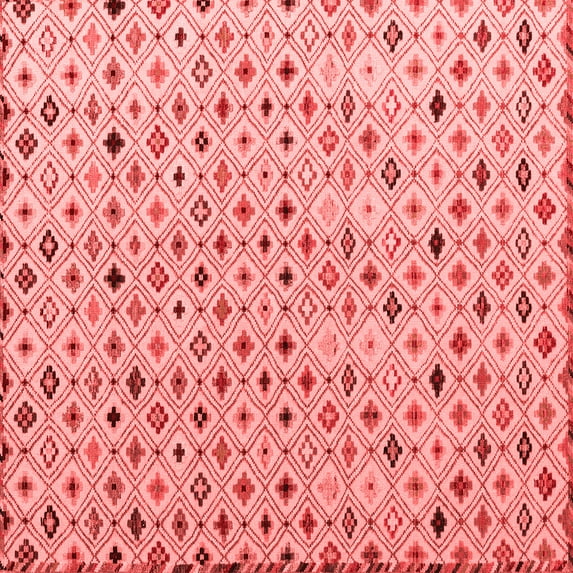Ahgly Company Indoor Square Abstract Red Modern Area Rugs, 6' Square