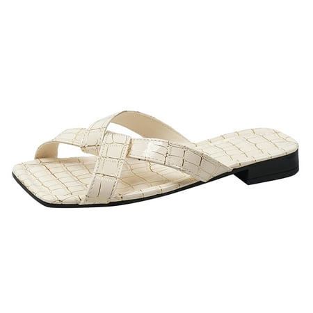 

adviicd Leather Flip Flops For Women Men Sandals Shoe Casual Light Walk Open Outdoor Toe Beach Print Slippers Womens Women s slipper Beige 9