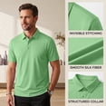 thumbnail image 5 of Men's Polo Shirts 3 Buttons Casual Work T Shirts Quick Dry Short Sleeve Golf Shirt Outdoor Performance Green S, 5 of 9
