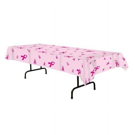 Plastic Pink Ribbon Tablecover 54 x 108" - Party Supplies - Cancer Awareness"
