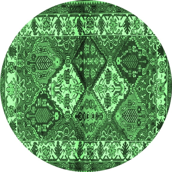 Ahgly Company Indoor Round Persian Emerald Green Traditional Area Rugs, 4' Round