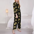 thumbnail image 2 of KLL Gold Bottles Print Women's Long Sleeve Pajamas with Pants Sleepwear Loungewear 2 Set-Large, 2 of 8