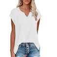 thumbnail image 3 of White Womens Blouses Women's Cap Sleeve Shirts Casual Summer V Neck Tunic Tops Loose T Shirts Side Slit S 3XL Summer Tops, 3 of 6