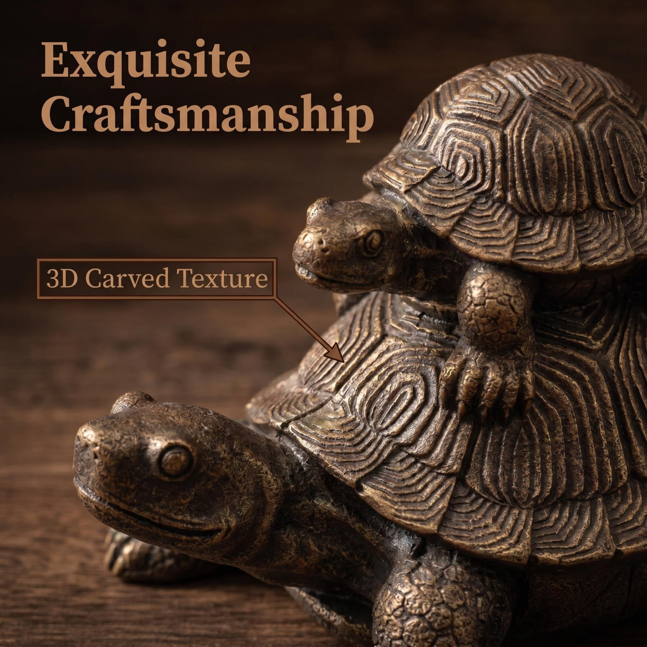 GDF Studio Stacked Turtle Resin Indoor/Outdoor Guardian Statue, Weather-Resistant Decor Figurine for Garden & Courtyard