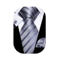 thumbnail image 1 of Conjunto de corbatas Barry.Wang tejidas a rayas con pañuelos, 1 of 7