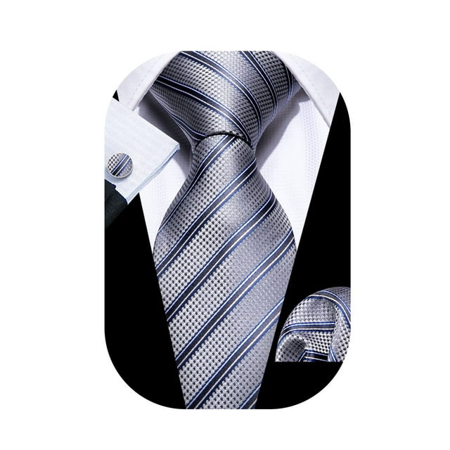 Conjunto de corbatas Barry.Wang tejidas a rayas con pañuelos