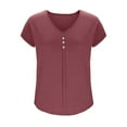 thumbnail image 5 of Hvyesh Plus Size Tops for Women Summer V Neck Short Sleeve Tee Shirts Henley Button Casual Loose Fit Blouse, 5 of 9