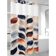 thumbnail image 4 of Navy Blue Burnt Orange Botanical No Hook Shower Curtain Waterproof, Bathroom Curtains with Snap in Liners and See Through Top Window, Vintage Leaves Hotel Style Bathtub Curtains Shower 36"Wx78"L, 4 of 8