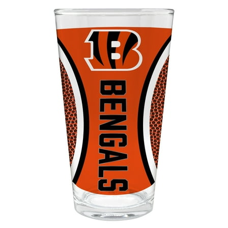 Cincinnati Bengals 16 ounce team pint glass with Gameball graphic
