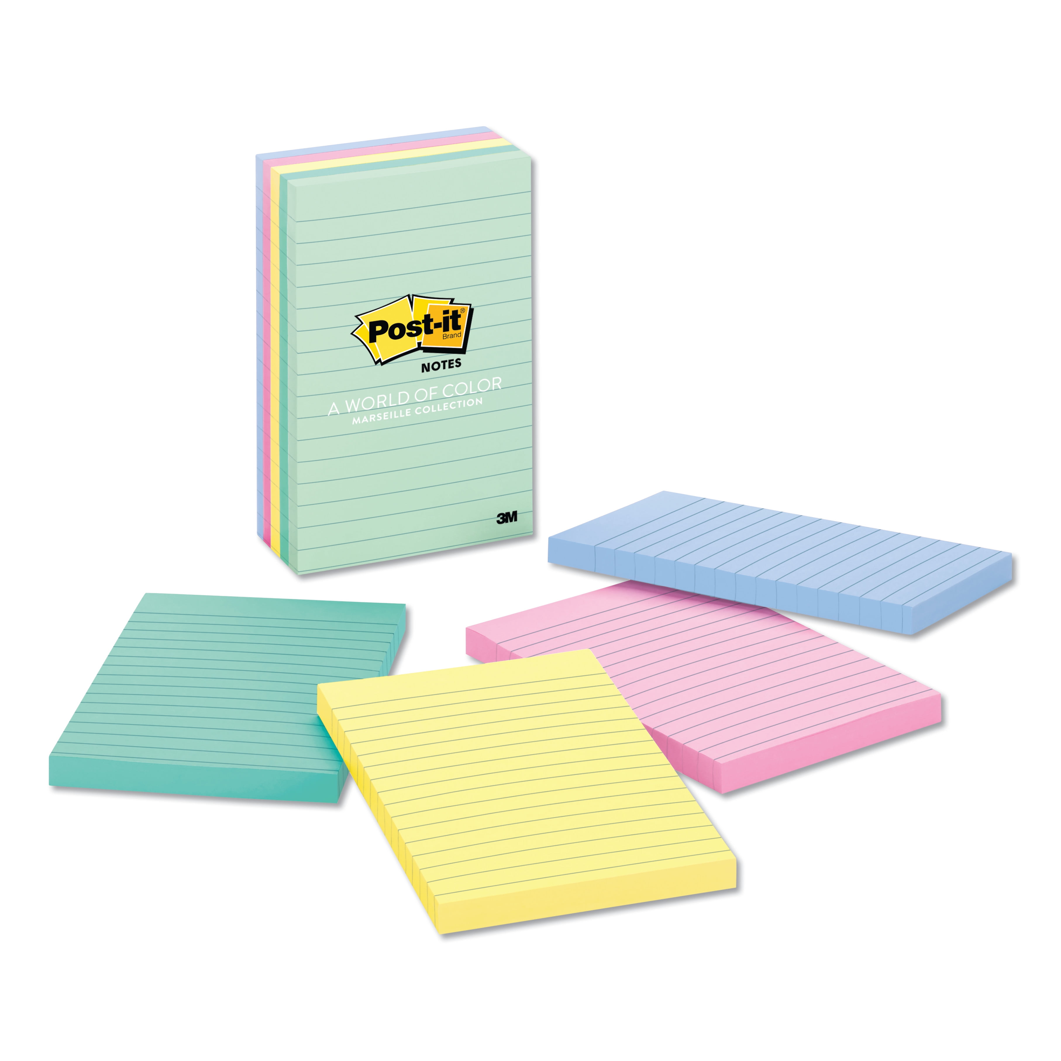 Lined 4x6 in Post-it Super Sticky Notes Assorted Colors 3 ea