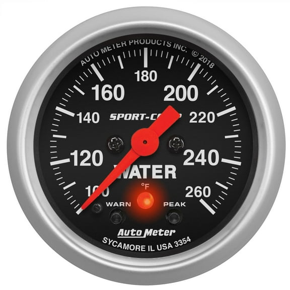 AutoMeter 3354 Water Temp Gauge 2 1/16 Inch, 260 Deg., Sport-Comp