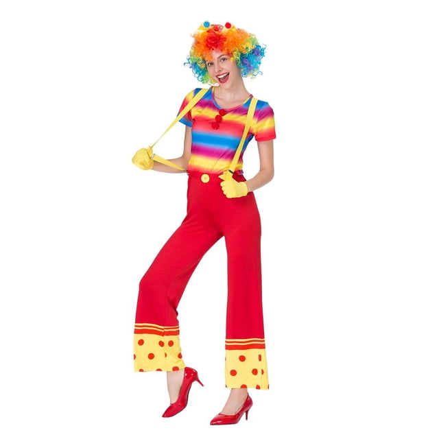 Disfraz de payaso para mujer Divertido traje de payaso de dama disfraz de dama circo joker disfraz s S Magideal Disfraz de payaso para mujer