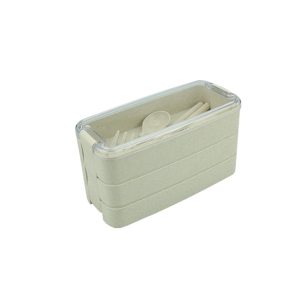 Inteprter Caja Bento de 3 capas, organizador multicolor, contenedor de alimentos extraíble, caja de almacenamiento, niños, estudiantes, personal, Utensilios de cocina Beige Inteprter HA065904-04