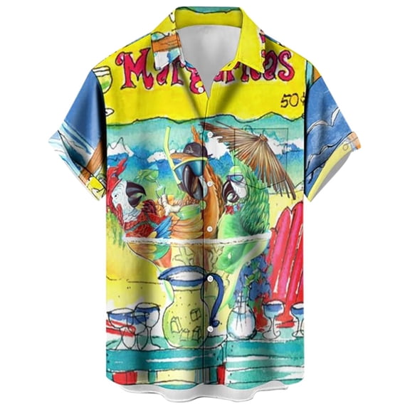 IWRICH Men's Plus Size Hawaiian Shirts Short Sleeve Casual Printed Button down Tropical T Shirt Summer Holiday Beach Hawaii Tees Yellow XL