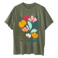 thumbnail image 4 of Raeneomay Oversized T Shirts for Women Fashion Summer Round Neck Drop Sleeves Leisure Short Sleeve Printing Tops, 4 of 6