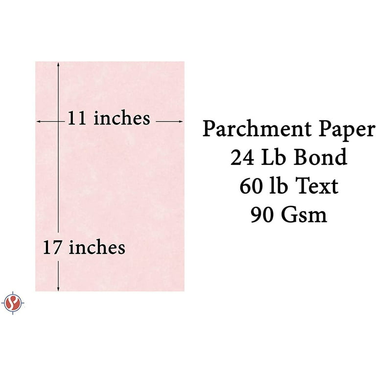  Pink Stationery Parchment Paper, 24 Lb Bond / 60 lb Text / 90  GSM Paper, 50 Sheets Per Pack
